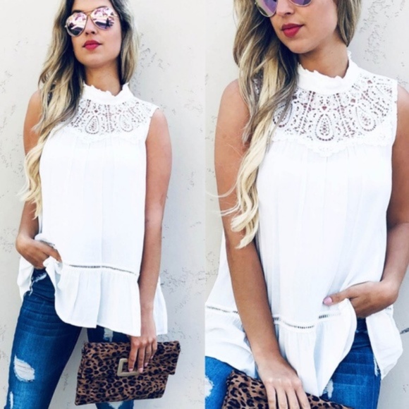 KismetsKloset Tops - FORGET-ME-NOT Sleeveless Lace Top-LAST ONE ☝️